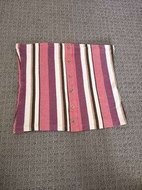 Guess Pink, Purple & Brown Striped Button-Front Tube Skirt